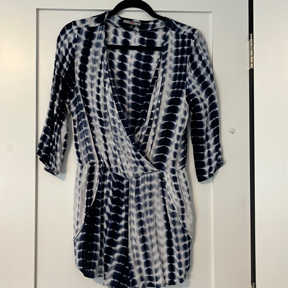 Cute tie dyed navy and white romper